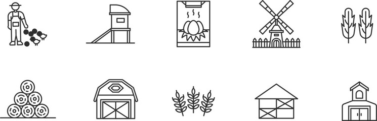 Framing Thin line Icon Set .  far  . Vector Illustration	
