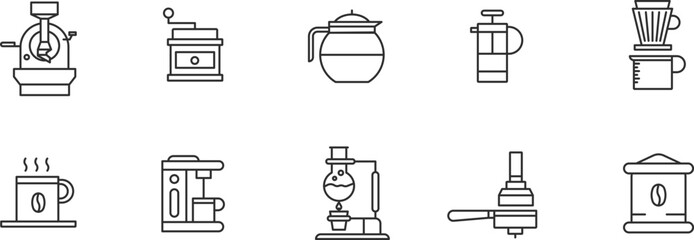 Coffee Maker pixel perfect  Icon Set .  Vector Illustration Editable stroke.
