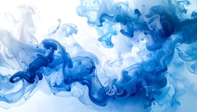 Abstract swirling blue ink in water - Powered by Adobe