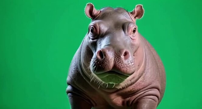 Hippo against green-screen background.4k video.