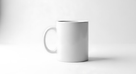 Obraz premium Plain white ceramic mug with handle isolated on white background