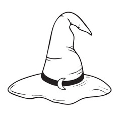 Hand drawn vector doodle of Halloween witch hats