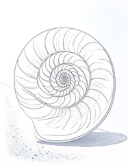 Elegant spiral seashell drawing