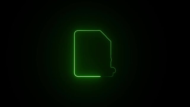 "Glowing Neon Green MicroSD Card Icon on Dark Background &ndash; Futuristic Digital Data Storage Concept, High-Tech Memory Card Symbol, Cyber UI Element, Tech Animation Frame"
