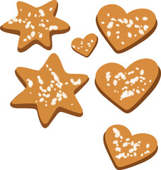 Star and Heart Shaped Cookie Illustration