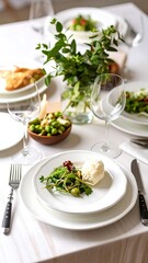 Elegant table setting with appetizers