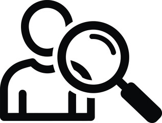 Person with magnifying glass isolated on white background concept of searching for employee or talent