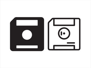 Floppy disk icon set, storage device isolated on white background