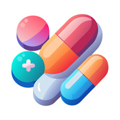 pills on white background