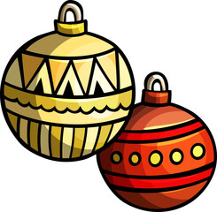 Christmas Balls Ornaments Cartoon Illustration