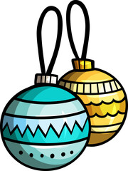 Christmas Colorful Balls Cartoon Illustration