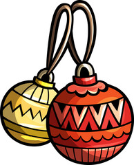 Christmas Balls Ornaments Cartoon Illustration