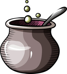 Witch Cauldron Cartoon Illustration