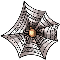 Spider on Web Cartoon Illustration