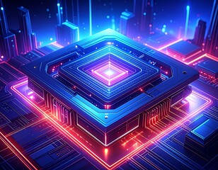 Digital CPU on circuit board