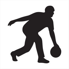 Silhouette of a bowler in action throwing a bowling ball down the lane with a textured effect