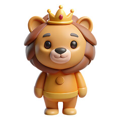 Fototapeta premium Cute Cartoon Lion Mascot with Small Crown png illustration