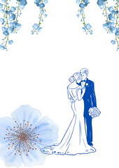 Blue wedding invitation.