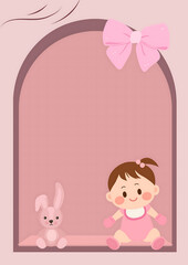 Greeting card for the birth of a baby girl.
