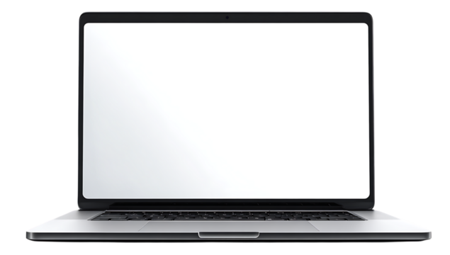 Modern silver laptop computer isolated on transparent background