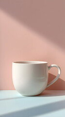Fototapeta premium Minimal commercial product shot of ceramic mug on pastel backdrop
