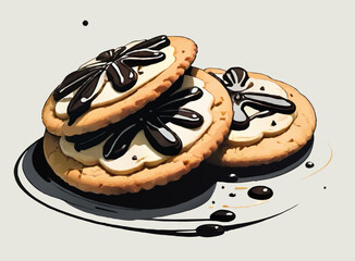 chocolate bisquit cookies watercolor vector illustration