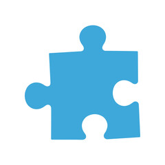 A blue puzzle piece isolated on a white background, symbolizing problem-solving and creativity