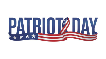 Patriot Day Text with American Flag Ribbon png isolated cutout background