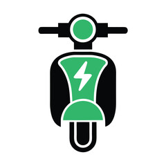 Green electric scooter with lightning bolt symbol on white background vehicle transport 1