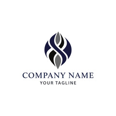 Abstract logo design featuring intertwined shapes and text for a company's branding.