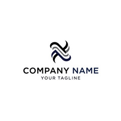 An elegant and modern logo concept featuring a stylized letter N formed by three intertwined, flowing lines in black and blue.