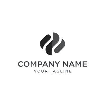 Modern abstract logo design with company name and tagline placeholder on a white background.