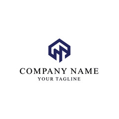 Modern, minimalist logo design featuring an abstract hexagon encompassing the initials 