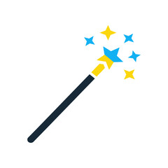 A magical wand with sparkling stars, symbolizing creativity and transformation in a whimsical setting