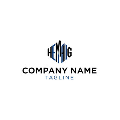 Modern logo design featuring the letters HEIMAG in a hexagon shape.