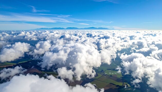 Aerial view of clouds and landscape