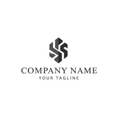 Abstract hexagonal logo design, dark grey, interlocking shapes, company name placeholder.