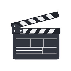 Obraz premium A classic film clapperboard used in movie production, set against a plain background, symbolizing filmmaking