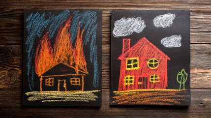 Chalk drawing on rustic wooden boards