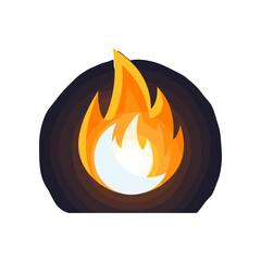 A vibrant flame icon representing energy and warmth, set against a dark background, ideal for digital designs