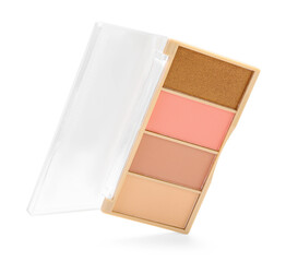 Beautiful contouring palette with blush and bronzer isolated on white