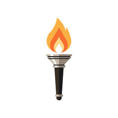 A stylized torch with a vibrant flame, symbolizing enlightenment and inspiration, isolated on white