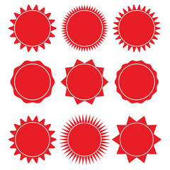 Red Badge Vector Set | Blank Labels, Seals & Starburst Shapes