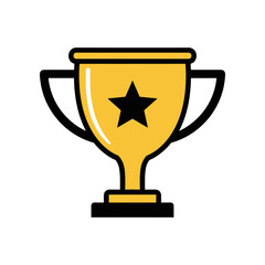 A vibrant golden trophy with a star, symbolizing achievement and success, set against a plain background