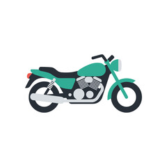 Obraz premium Colorful motorcycle parked on a street, with a vibrant cityscape in the background