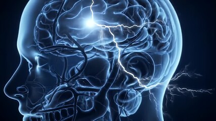 Brain Lightning Medical Illustration.