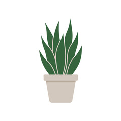 A vibrant green plant in a simple beige pot, set against a minimalistic white background, ideal for home decor