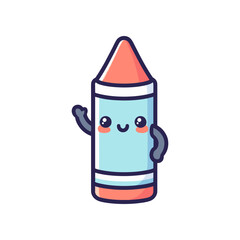 Cute cartoon crayon character waving cheerfully against a plain background, perfect for children's art themes