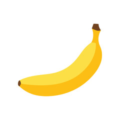 A vibrant yellow banana resting against a clean white background, ideal for food-related content