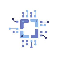 Abstract illustration of a microchip with connections, symbolizing technology and innovation